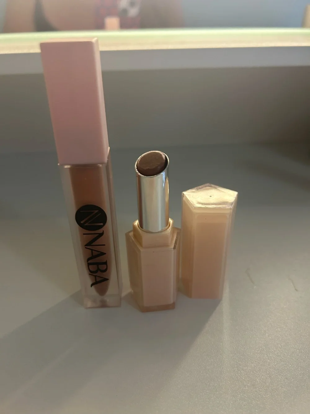 Naba Cosmetics Nude Beige Cream Lipstick and Gloss Set